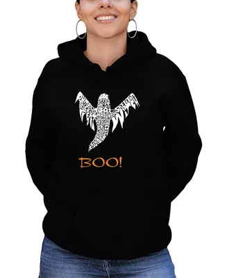 La Pop Art Women's Halloween Ghost Word Hooded Sweatshirt