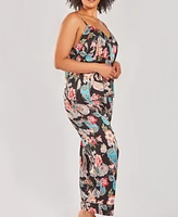 iCollection Plus Silky Soft Printed Pants 2 Piece Pajama Set