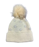 Marcus Adler Imitation Pearl Flower Pom Beanie
