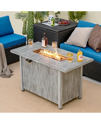 43-inch Propane Gas Fire Pit Table Wood-like Metal Fire Table
