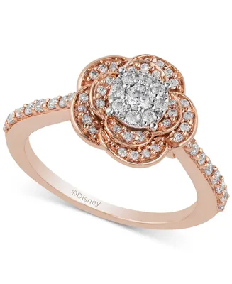 Enchanted Disney Fine Jewelry Diamond Cluster Belle Flower Ring (1/2 ct. t.w.) in 10k Rose & White Gold