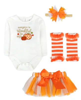 Baby Essentials Girls Thanksgiving Tutu Outfit, 4 Piece Set