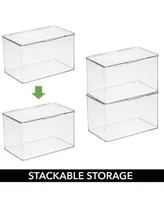 mDesign Kitchen Pantry/Fridge Storage Organizer Box - Hinge Lid, 2 Pack, Clear