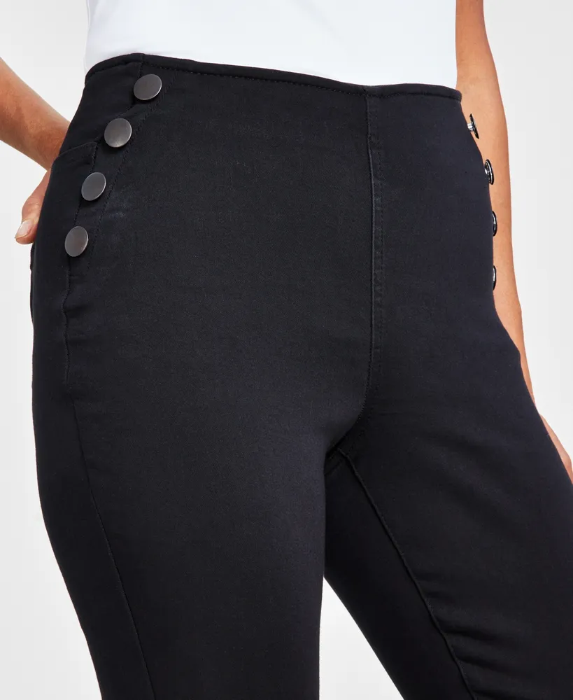 I.n.c. International Concepts Women's Pull-On Sailor-Button Flare Jeans, Created for Macy's