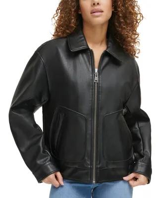 Levi's Women's Retro Faux-Leather Bomber Jacket