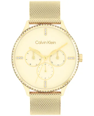 Calvin Klein Women's Multi-Function Gold-Tone Stainless Steel Mesh Bracelet Watch 38mm