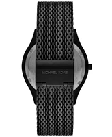 Michael Kors Men's Runway Three-Hand Black Stainless Steel Mesh Watch 44mm and Wallet Gift Set