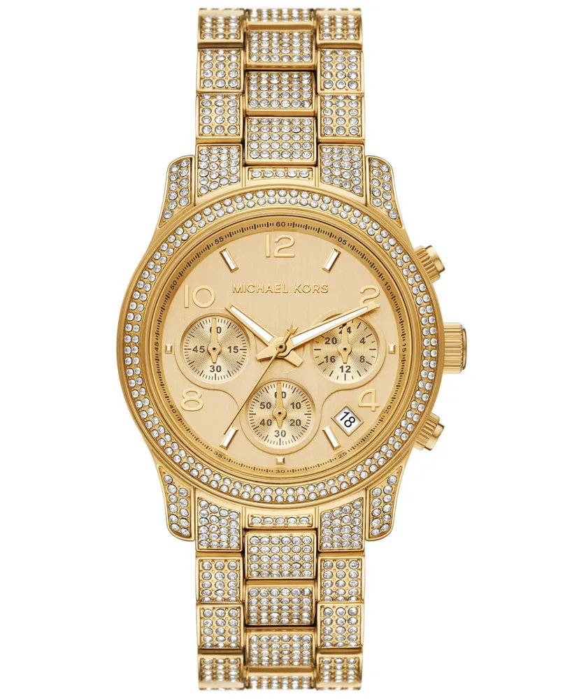 Michael Kors Women's Runway Chronograph Gold-Tone Stainless Steel Watch 38mm - Gold