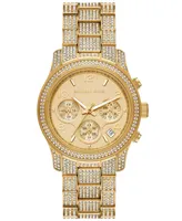 Michael Kors Women's Runway Chronograph Gold-Tone Stainless Steel Watch 38mm - Gold