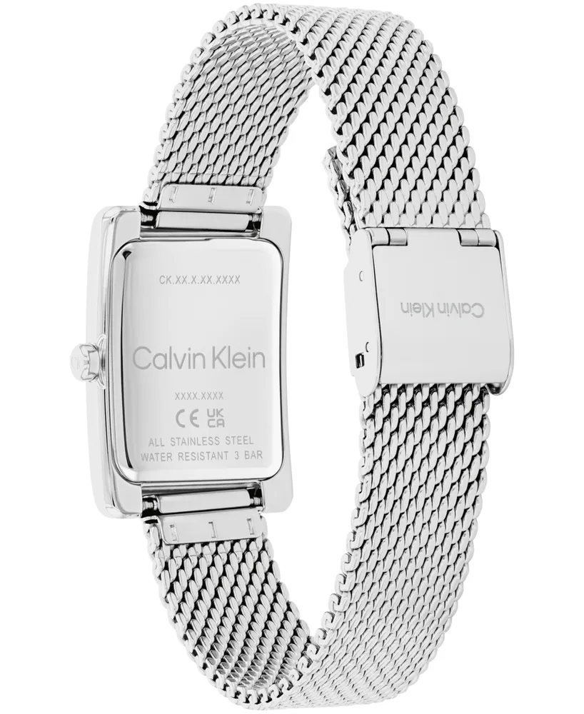 Calvin Klein Women's Two Hand Silver Stainless Steel Mesh Bracelet Watch 22.5mm