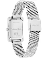 Calvin Klein Women's Two Hand Silver Stainless Steel Mesh Bracelet Watch 22.5mm