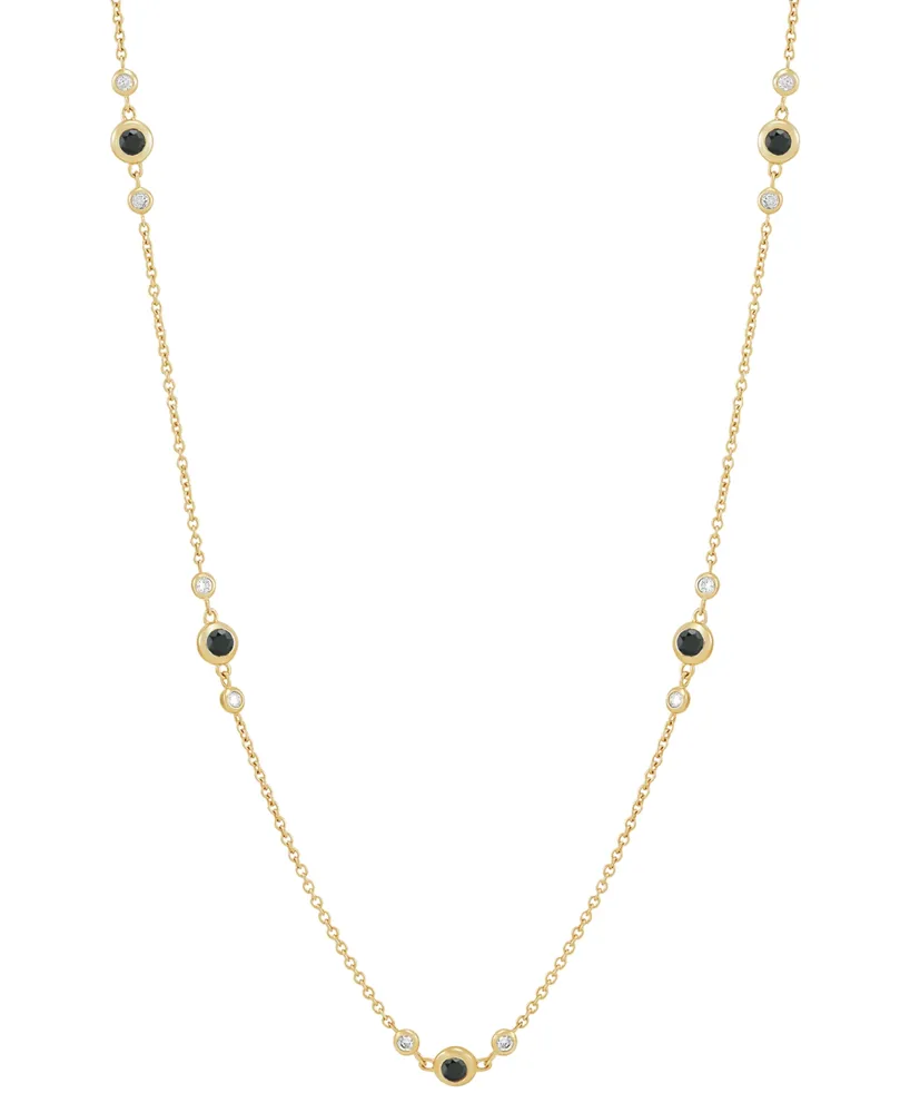 Black & White Diamond Collar Necklace (1 ct. t.w.) in 10k Gold, 16" + 2" extender