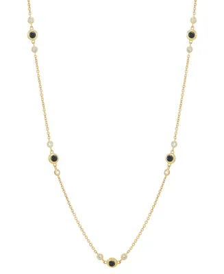 Black & White Diamond Collar Necklace (1 ct. t.w.) in 10k Gold, 16" + 2" extender