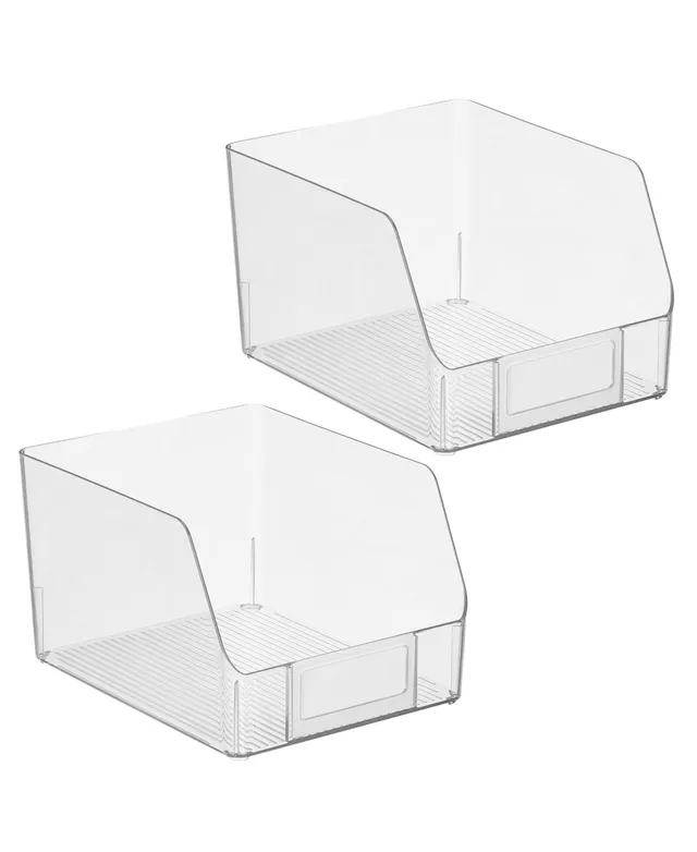 MDesign Plastic Food Storage Bin, Built-In Label Holder - 8 W, 2 Pack -  Clear