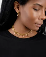 Adornia Gold-Tone Curb Chain Baguette Dangle Choker Necklace, 12-1/2" + 4" extender
