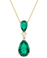 Grown With Love Lab Grown Emerald (3-1/3 ct. t.w.) & Lab Grown Diamond (1/8 ct. t.w.) 18" Pendant Necklace in 14k Gold