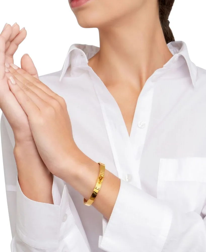 Adornia 14k Gold-Plated Lock Closure Bangle Bracelet