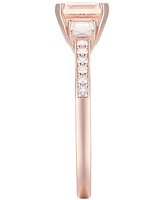 Lab-Grown Morganite (1-3/8 ct. t.w.) & White Sapphire (1/3 Three Stone Ring 14k Rose Gold-Plated Sterling Silver (Also Addit