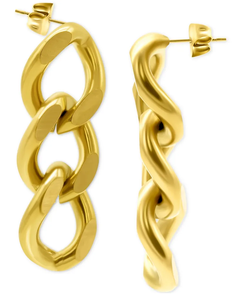 Adornia 14k Gold-Plated Curb Chain Drop Earrings