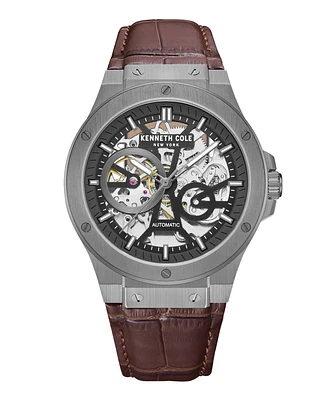 Kenneth Cole New York Men's Automatic Brown Genuine Leather Watch 43mm