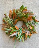 GreenishBlu Fresh Real Magnolia, Sorghum, Pampas and Wheat Wreath