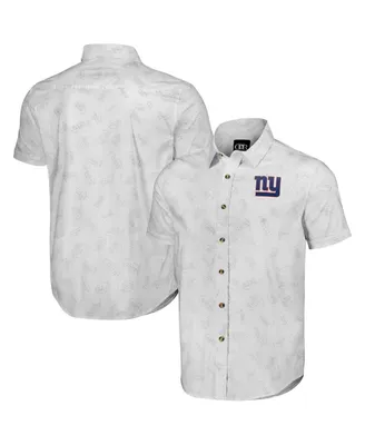 Men's Nfl x Darius Rucker Collection by Fanatics White New York Giants Woven Short Sleeve Button Up Shirt