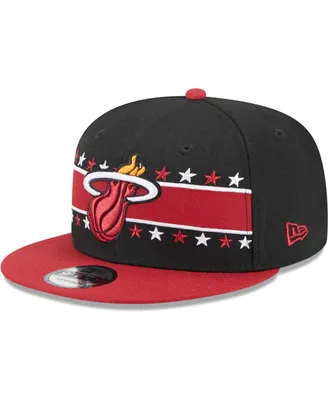 Men's New Era Black Miami Heat Banded Stars 9FIFTY Snapback Hat