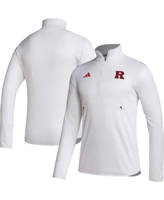 Men's adidas White Rutgers Scarlet Knights 2023 Sideline Aeroready Half-Zip Top