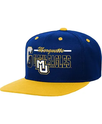 Big Boys and Girls Mitchell & Ness Navy Marquette Golden Eagles Varsity Letter Snapback Hat
