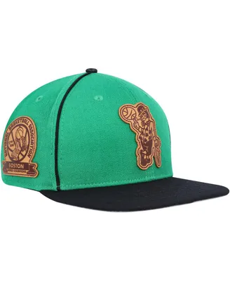 Men's Pro Standard Kelly Green, Black Boston Celtics Heritage Leather Patch Snapback Hat