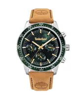 Timberland Men's Quartz Wheat Genuine Leather Strap Watch, 44mm