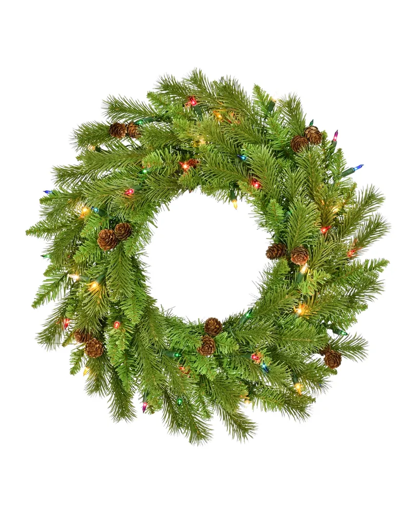 Kurt Adler 24" Pre-Lit Incandescent Pinecone Wreath