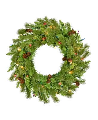 Kurt Adler 24" Pre-Lit Incandescent Pinecone Wreath