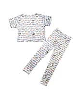 Mixed Up Clothing Big Girls All Over Printed Crop Top and Leggings Pants Set