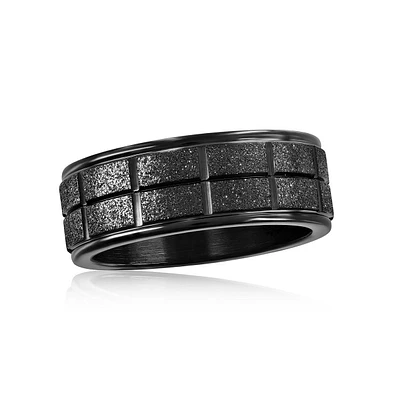 Stainless Steel Sand Blasted Ring - Black Plated