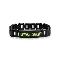 Metallo Stainless Steel Camo Id Bracelet - Black Plated