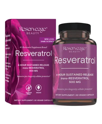 Reserveage Resveratrol 500 mg, Antioxidant Supplement for Heart and Cellular Health, Supports Healthy Aging, Paleo, Keto, 30 Capsules