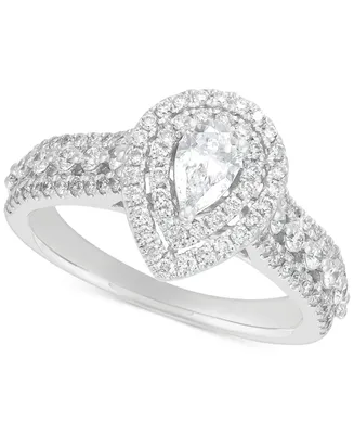 Diamond Pear Double Halo Engagement Ring (1 ct. t.w.) in 14k White Gold