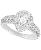 Diamond Pear Double Halo Engagement Ring (1 ct. t.w.) in 14k White Gold