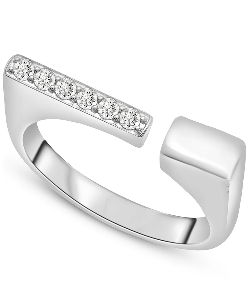 Wrapped Diamond Open Square Ring (1/6 ct. t.w.) in 10k White Gold, Created for Macy's