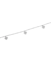 Wrapped Diamond Pave Dangle Heart Link Bracelet (1/6 ct. t.w.) in 14k White Gold, Created for Macy's