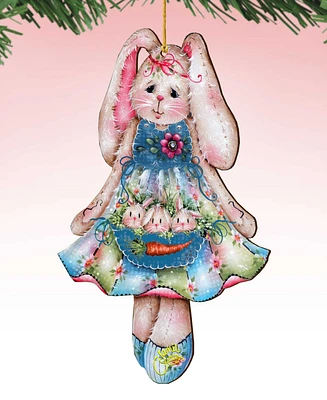 Designocracy Holiday Wooden Ornaments Pocketful of Bunnies Home Decor Set of 2 J. Mills-Price