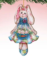 Designocracy Holiday Wooden Ornaments Pocketful of Bunnies Home Decor Set of 2 J. Mills-Price