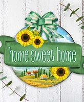 Designocracy Holiday Wooden Door Hanger Welcome Sign Home Sweet Home Wreath G. DeBrekht