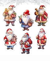 Designocracy Santa Christmas Wooden Clip-On Ornaments Set of 6 G. DeBrekht