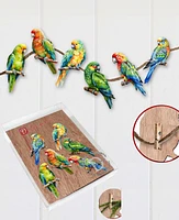 Designocracy Holiday Wooden Clip-On Ornaments Parrots Set of 6 G. DeBrekht