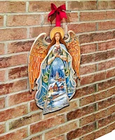 Designocracy Guardian Angel Christmas Door Hanger Wooden Door Decor G. DeBrekht