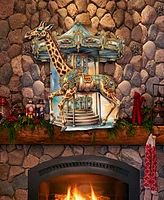 Designocracy Carousel Giraffe Christmas Wooden Door Decor Wall Decor G. DeBrekht