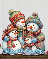 Designocracy Snowman's Family Christmas Wooden Wall Decor Door Decor G. DeBrekht