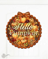 Designocracy Holiday Wooden Door Decor Welcome Sign Hello Pumpkin G. DeBrekht